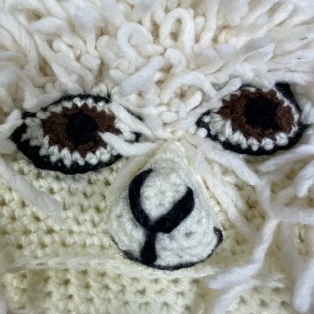 Fun alpaca llama animal knit novelty costume ski hat with ear flaps, OS - Picture 4 of 10
